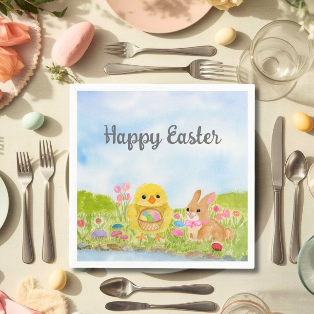  Easter Egg Brunch Chick Easter Bunny Party Napkins (Creator Uploaded)