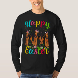 Easter Egg Bunny Airedale Terrier Dog Happy Easter T-Shirt