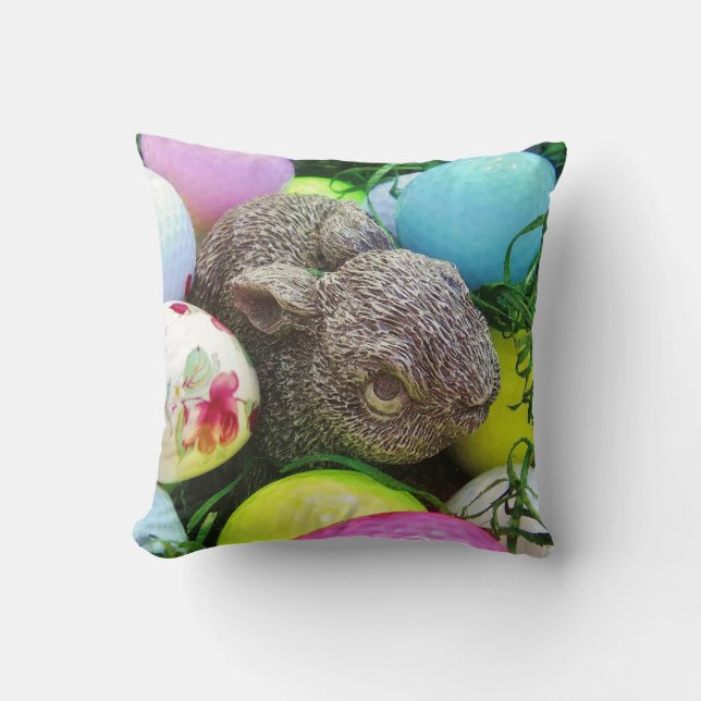 Easter egg,bunny and Golf Balls Throw Pillow (Front)