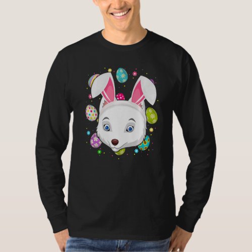 Easter Egg  Bunny Ear Arctic Fox Face Easter Sunda T_Shirt