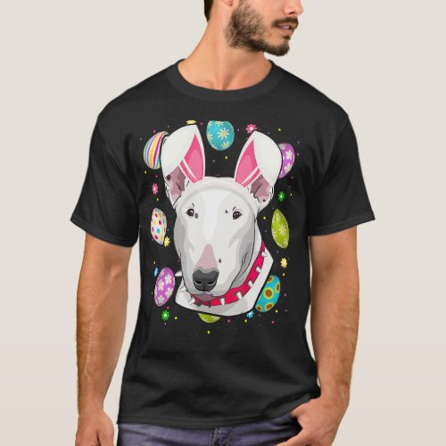 Easter Egg   Bunny Ear Bull Terrier Dog Face Easte T_Shirt