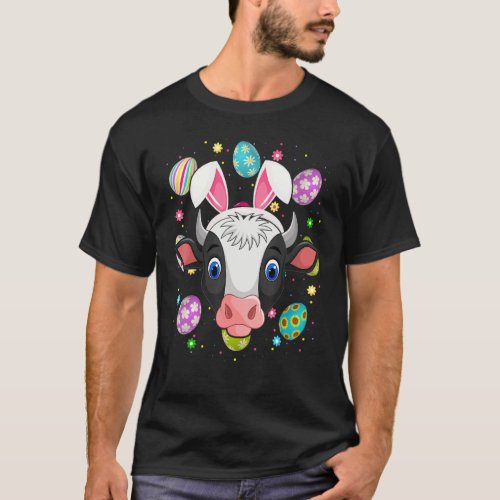 Easter Egg  Bunny Ear Cow Face Easter Sunday T-Shirt