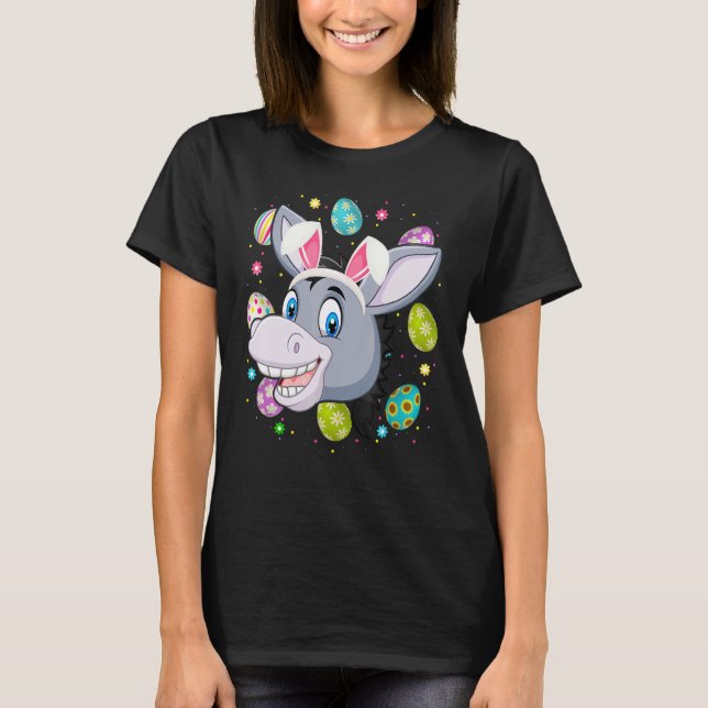 Easter Egg  Bunny Ear Donkey Face Easter Sunday T-Shirt (Front)