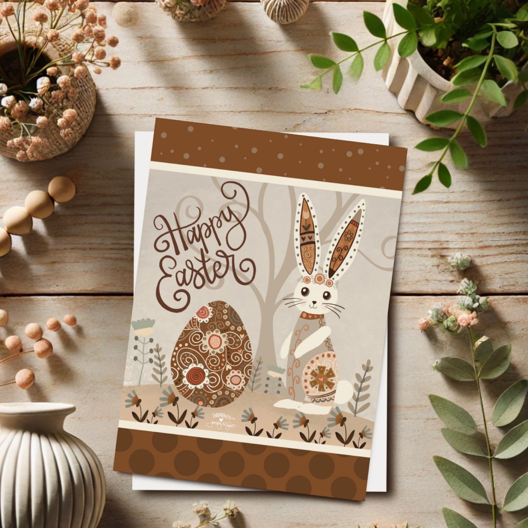 Easter Egg Bunny Folk Cute Inspirivity Card (Creator Uploaded)