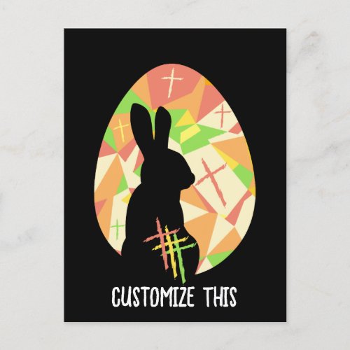 Easter Egg Bunny Jesus Cross Christian Artwork Holiday Postcard