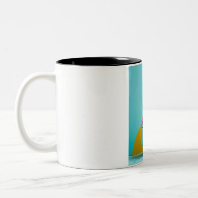 easter egg bunny Two-Tone coffee mug (Left)