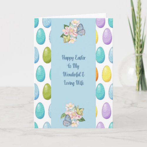 Easter Egg Card in Blue for Wife