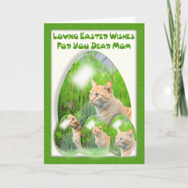 Easter Egg Card, with cats, Mom, Easter for Mom Holiday Card (Front)