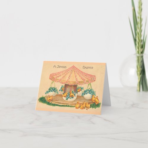 Easter Egg Carousel Vintage Easter Holiday Card