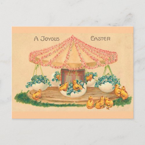 Easter Egg Carousel Vintage Easter Holiday Postcard