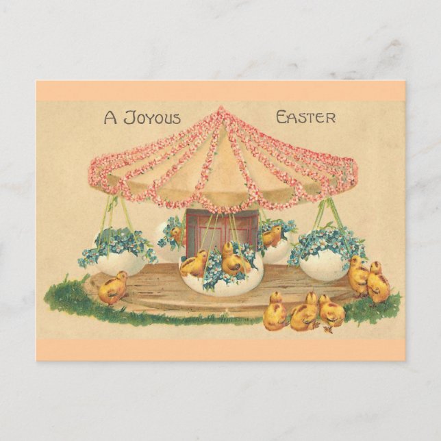 Easter Egg Carousel Vintage Easter Holiday Postcard (Front)