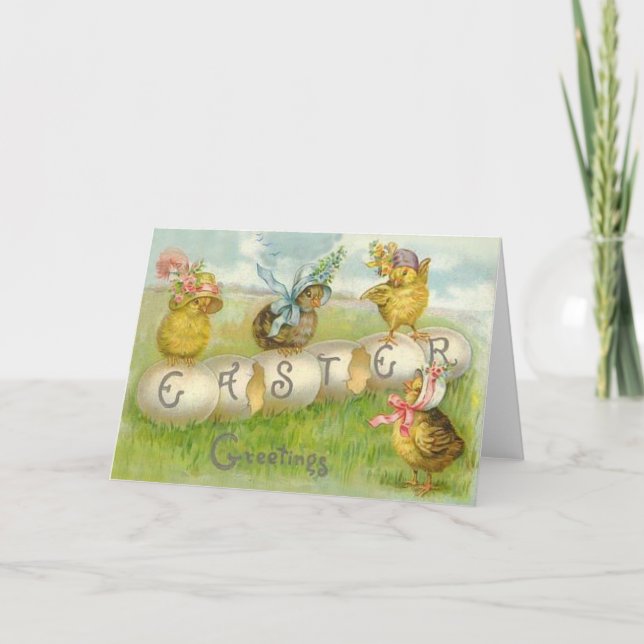 Easter Egg Chick Field Holiday Card (Front)