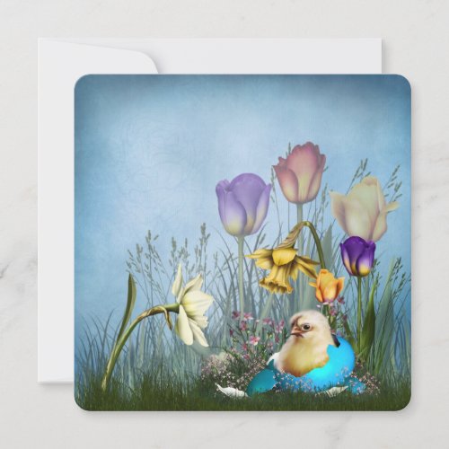 Easter Egg Chicken Rounded Flat Card
