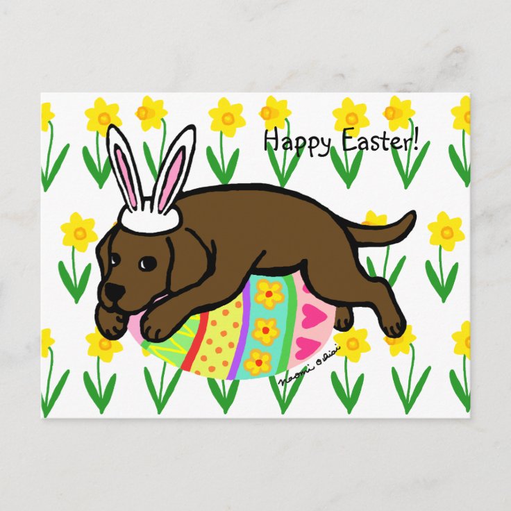 Easter Egg Chocolate Labrador Cartoon Holiday Postcard Zazzle