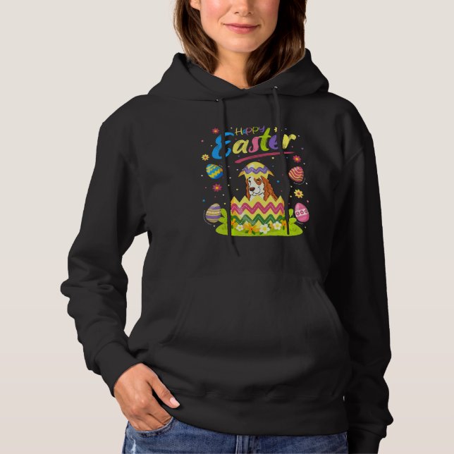 Easter Egg  Cocker Spaniel Dog Happy Easter Hoodie (Front)