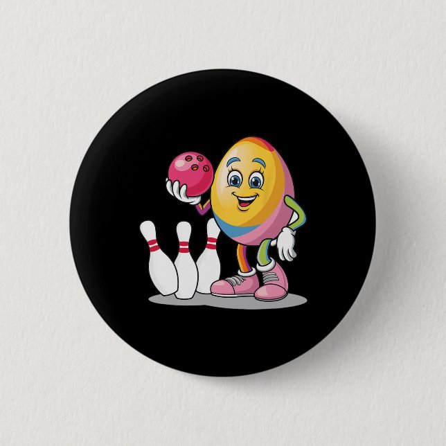 Easter Egg Colourful Costume Bowling Player Team L Button (Front)