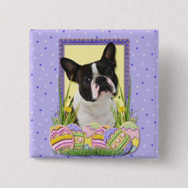 Easter Egg Cookies - Boston Terrier Button (Front)