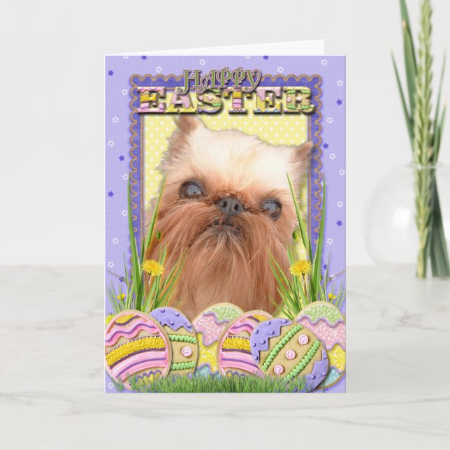 Easter Egg Cookies - Brussels Griffon Holiday Card (Front)