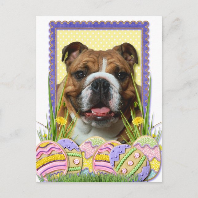 Easter Egg Cookies - Bulldog Holiday Postcard (Front)