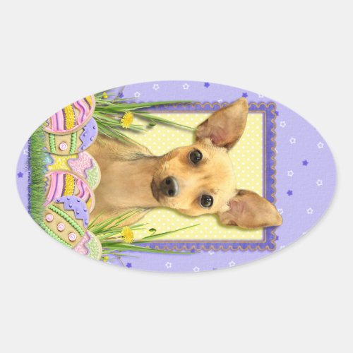 Easter Egg Cookies _ Chihuahua _ Daisy Oval Sticker