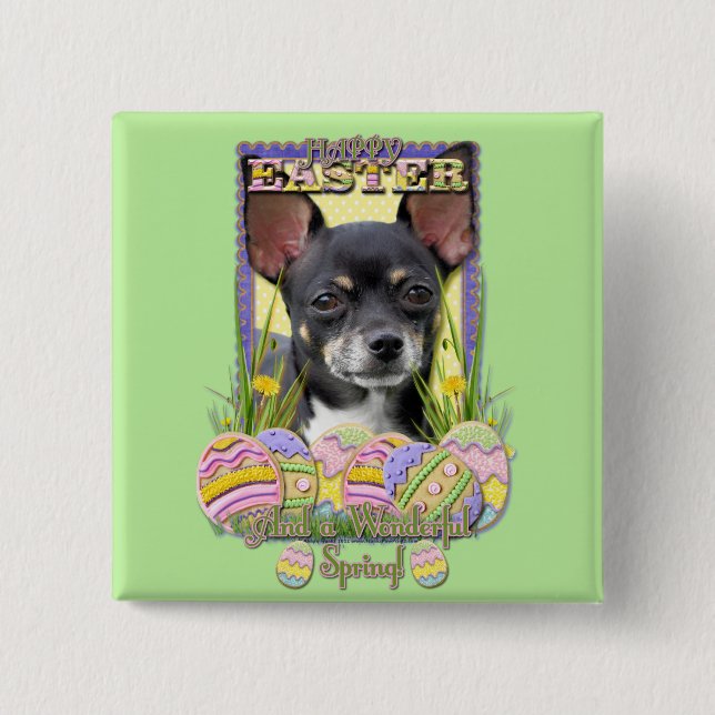 Easter Egg Cookies - Chihuahua Pinback Button (Front)