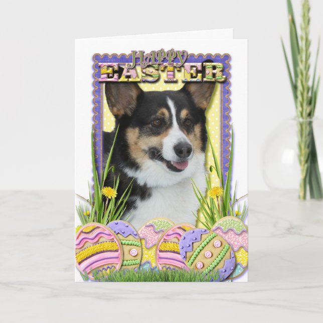 Easter Egg Cookies - Corgi Holiday Card (Front)