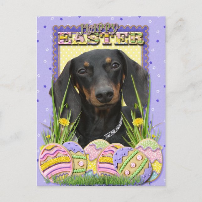 Easter Egg Cookies - Dachshund Holiday Postcard (Front)