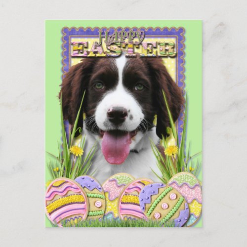 Easter Egg Cookies _ English Springer Spaniel Holiday Postcard