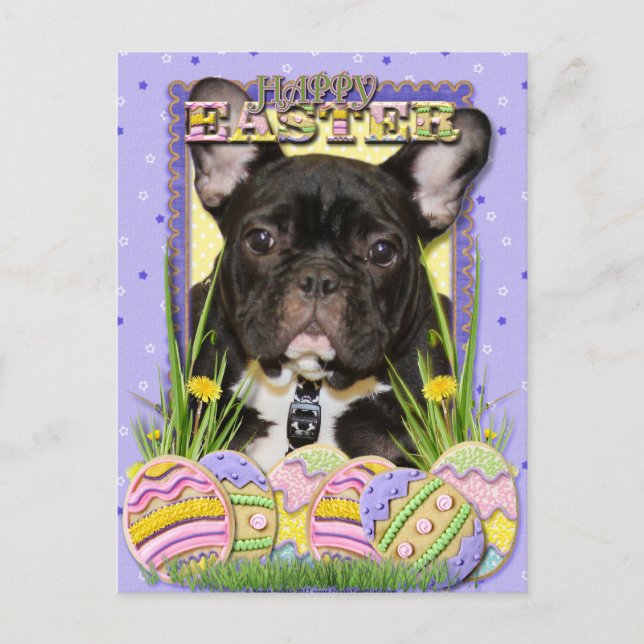 Easter Egg Cookies - French Bulldog Holiday Postcard (Front)