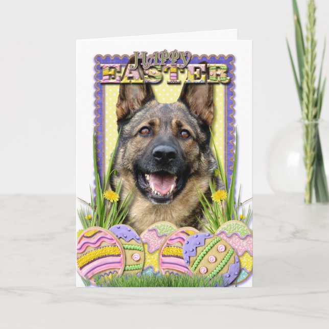 Easter Egg Cookies - German Shepherd Holiday Card (Front)