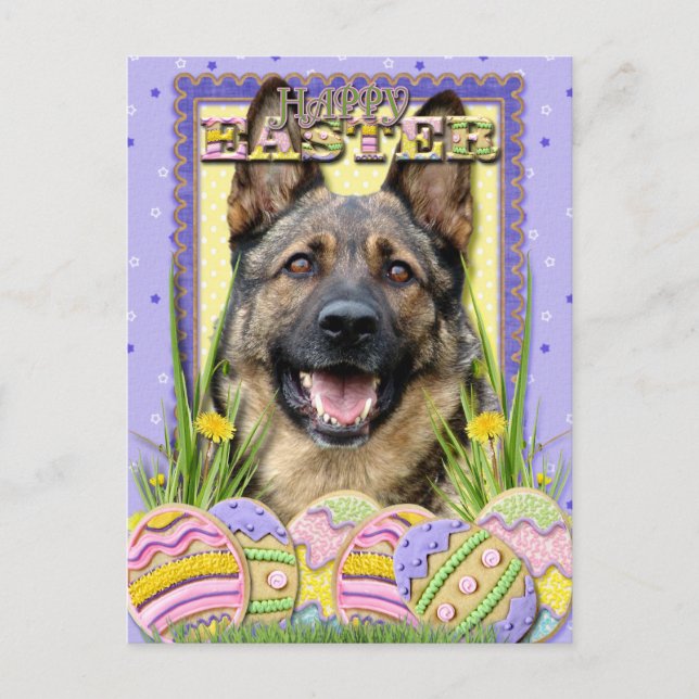 Easter Egg Cookies - German Shepherd Holiday Postcard (Front)