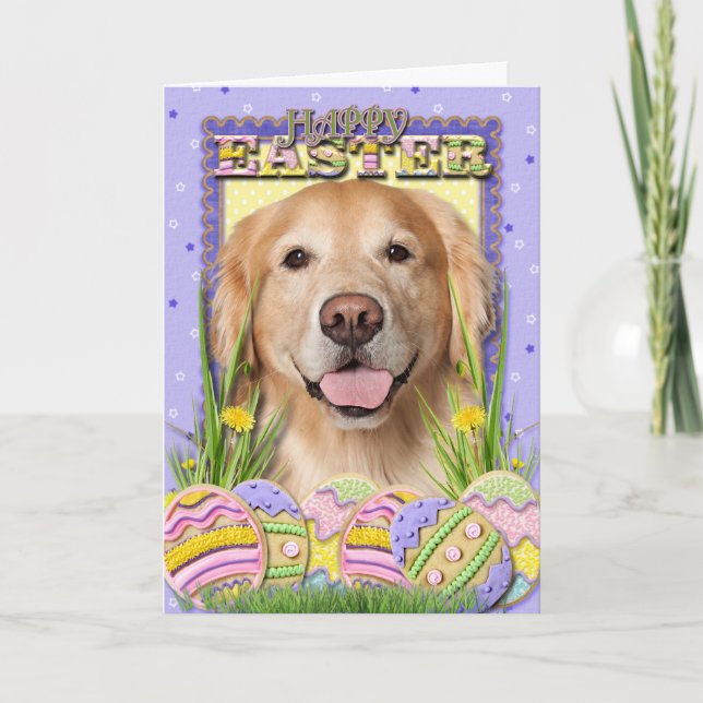 Easter Egg Cookies - Golden Retriever - Corona Holiday Card (Front)