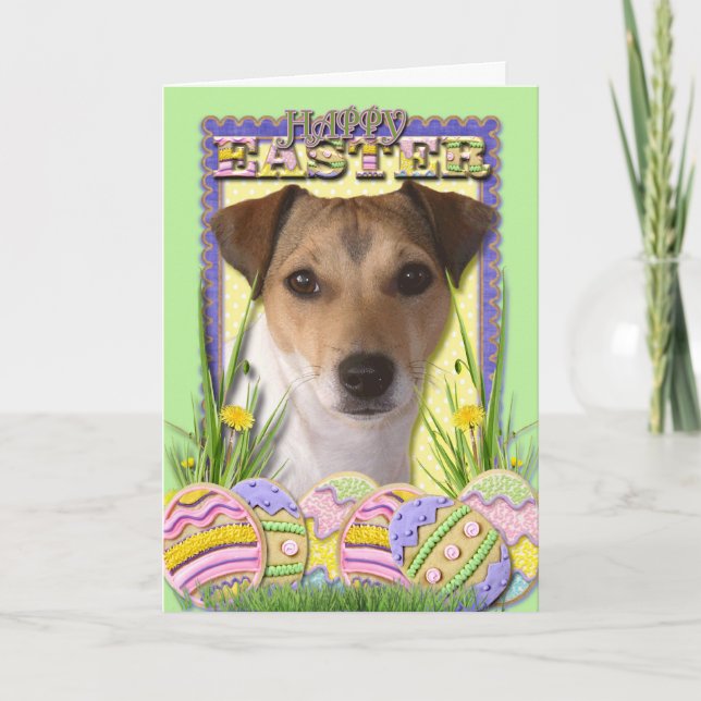 Easter Egg Cookies - Jack Russell Holiday Card (Front)