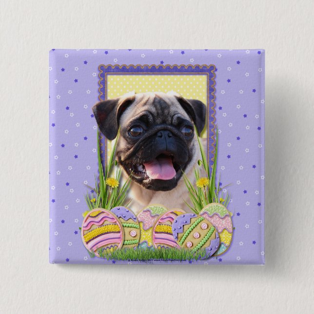 Easter Egg Cookies - Pug Button (Front)