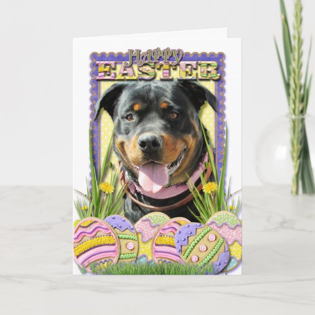 Easter Egg Cookies - Rottweiler Holiday Card (Front)