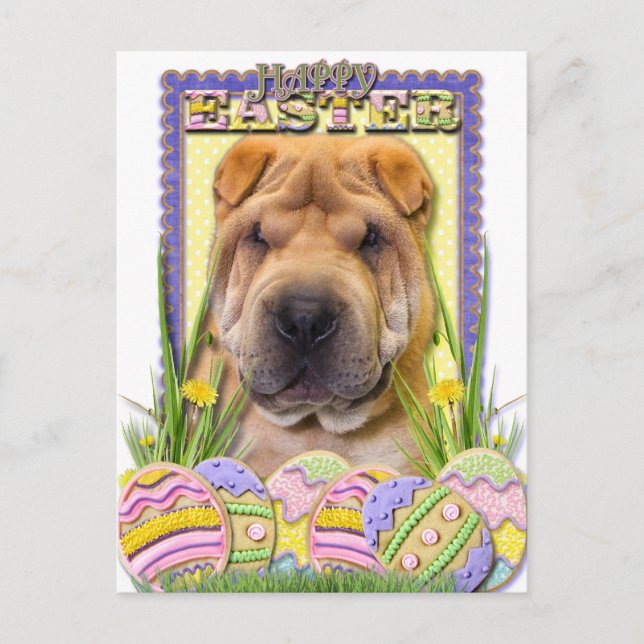 Easter Egg Cookies - Shar Pei Holiday Postcard (Front)