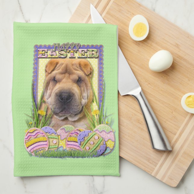 Easter Egg Cookies - Shar Pei Towel (Quarter Fold)