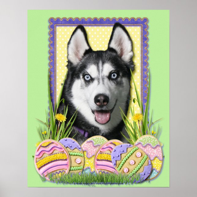 Easter Egg Cookies - Siberian Husky Poster (Front)