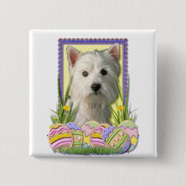Easter Egg Cookies - West Highland Terrier Button (Front)
