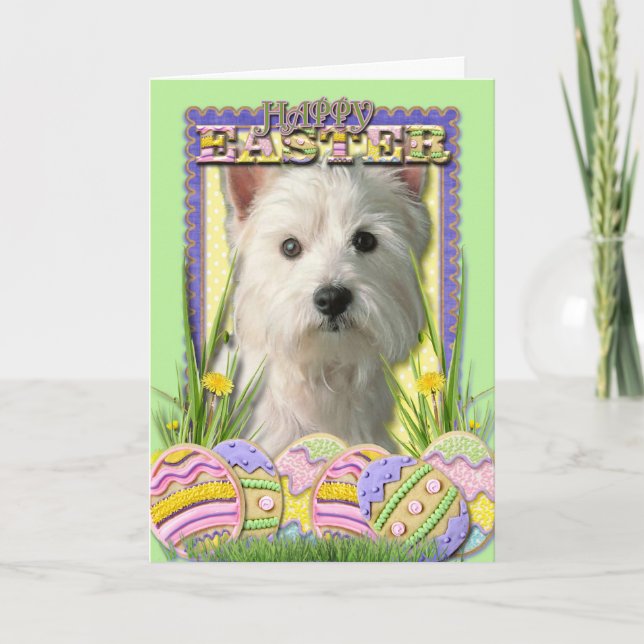 Easter Egg Cookies - West Highland Terrier Holiday Card (Front)
