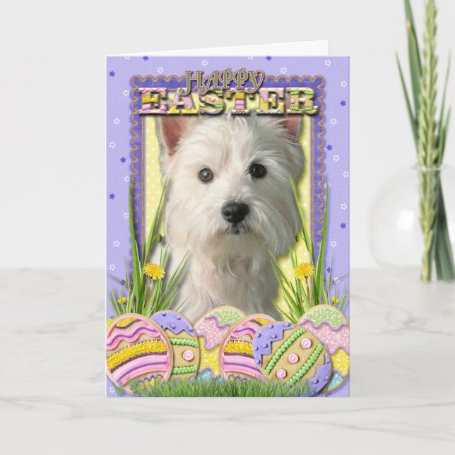 Easter Egg Cookies - West Highland Terrier Holiday Card (Front)