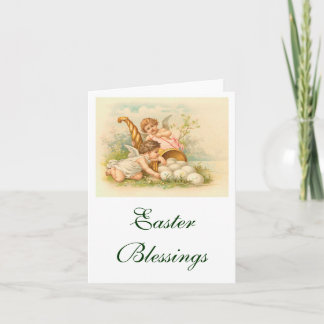 Easter Egg Cornucopia Vintage Landscape Holiday Card