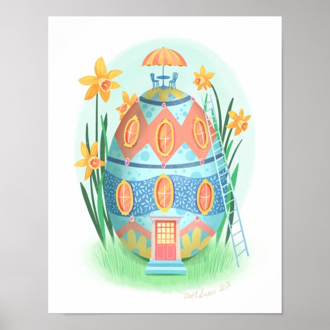 Easter Egg Cottage Art Print   (Front)