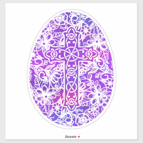 Easter Egg Cross Watercolor Style Sticker