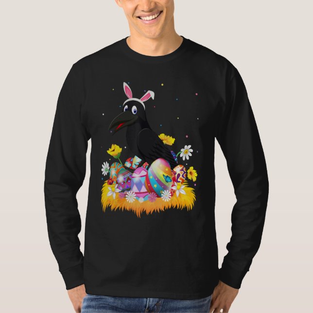 Easter Egg Cute Crow Easter Sunday T-Shirt (Front)