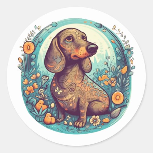 Easter egg dachshund classic round sticker