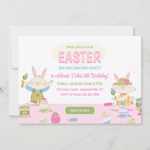 Easter Egg Decorating Birthday Party Invitations