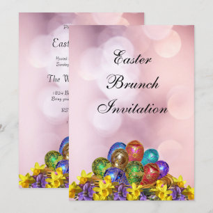 Easter Egg Decorations & Flower Nest Easter Brunch Invitation