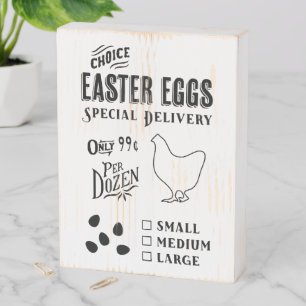 Easter Egg Delivery Sign, Egg Receipt Vintage Wooden Box Sign
