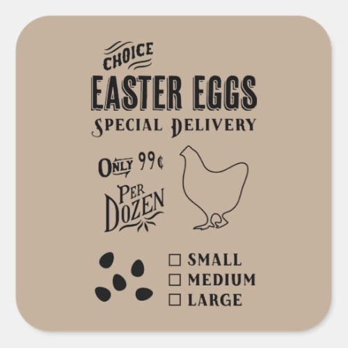 Easter Egg Delivery Tag Egg Receipt Vintage Style Square Sticker